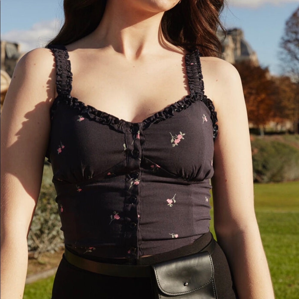 PACSUN Lottie Moss Mini Ruffle Bustier Top